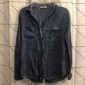 Boho Distressed Denim Soft Tee